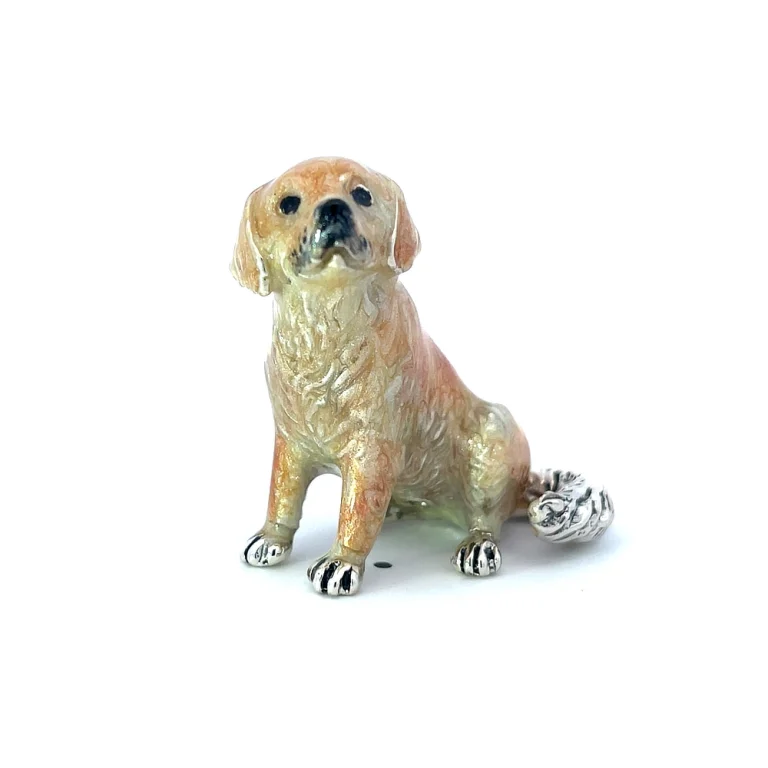 Saturno Sterling Silver Enamel Golden Retriever