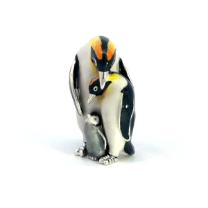 Saturno Sterling Silver Enamel Penguin Family
