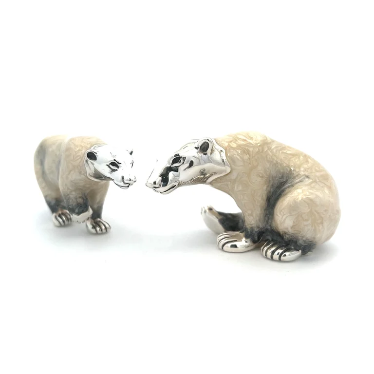 Saturno Sterling Silver Enamel Polar Bear