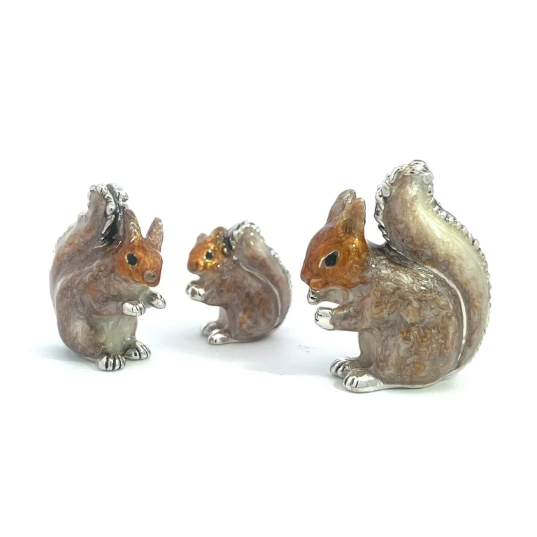 Saturno Sterling Silver Enamel Squirrel Family
