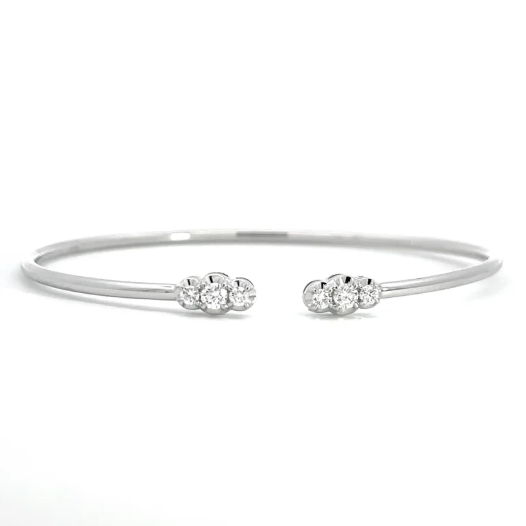 18ct White Gold Diamond Set Flexible Cuff Bangle