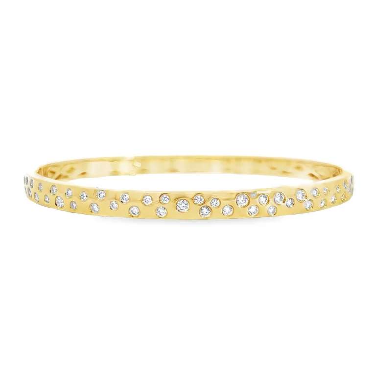 18ct Yellow Gold Diamond Set Hinged Bangle