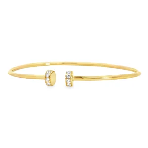 18ct Yellow Gold Flexible Diamond Set Cuff Bangle