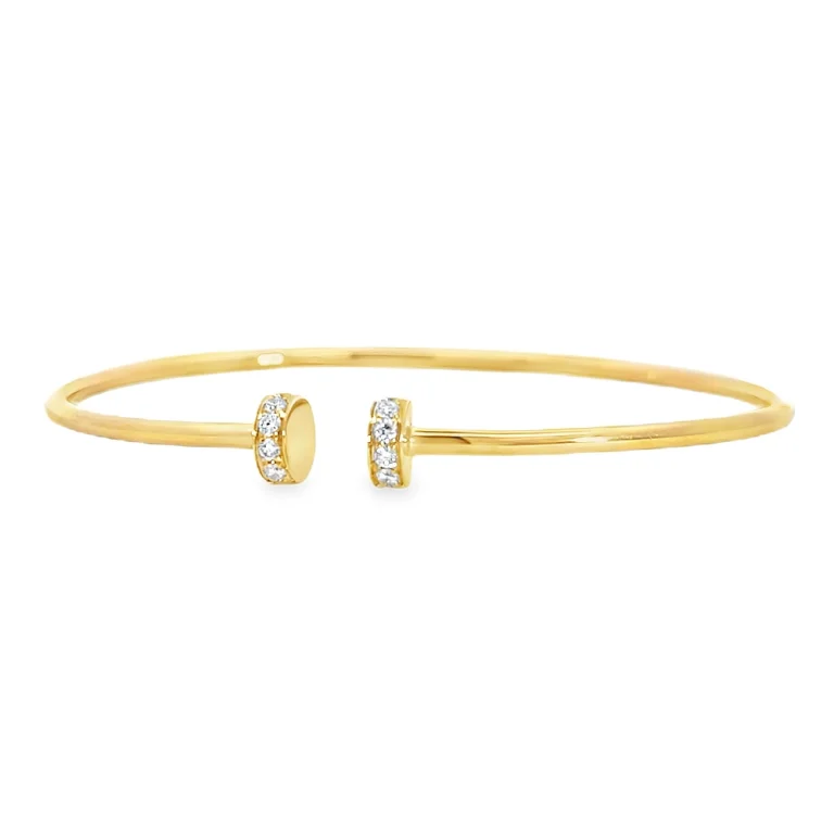 18ct Yellow Gold Flexible Diamond Set Cuff Bangle