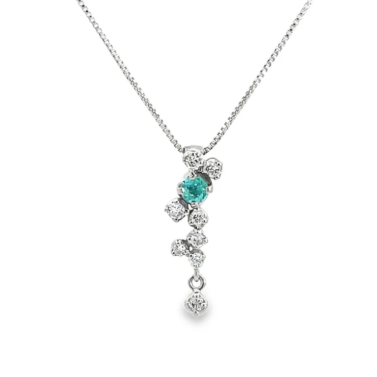 Dainty Paraiba Tourmaline Scatter Drop Pendant