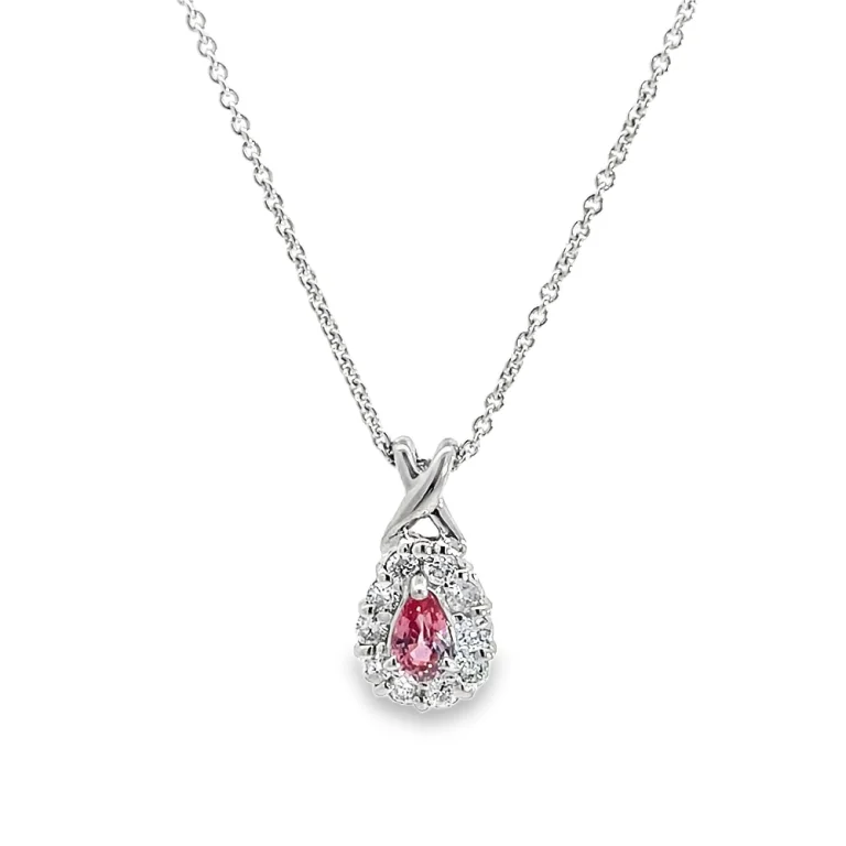 Delicate Pink Sapphire and Diamond Pendant