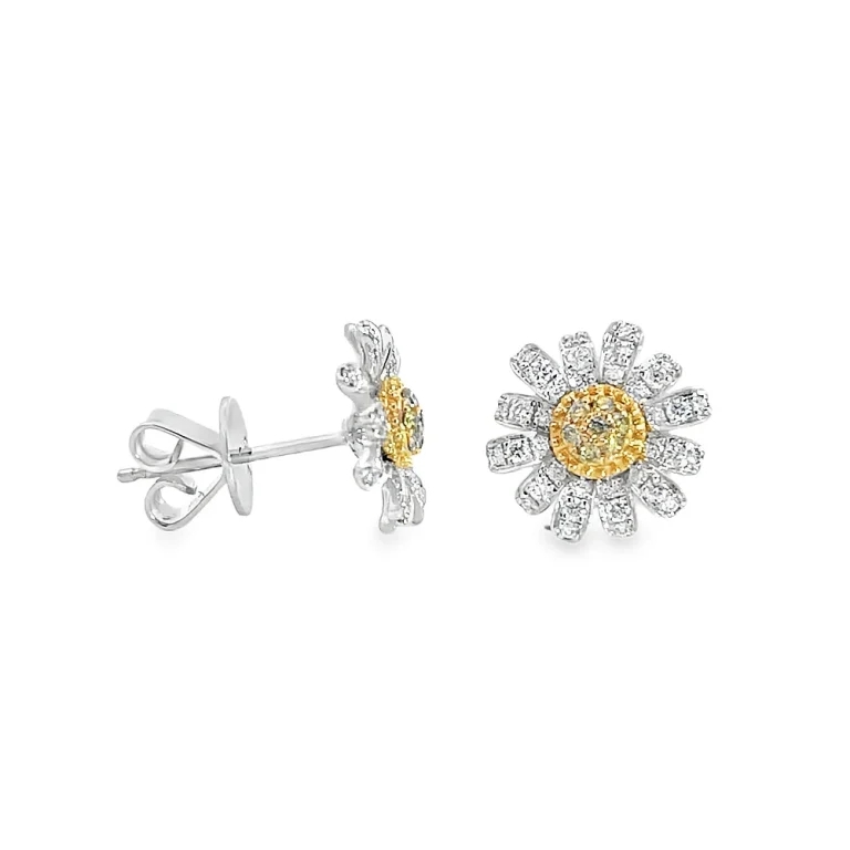 Diamond Set Daisy Stud Earrings