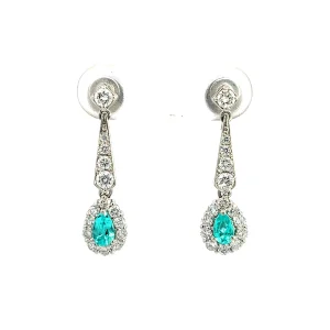 Paraiba Tourmaline and Diamond Drop Earrings