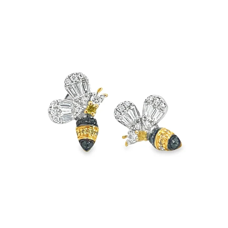 Small Diamond Bee Earrings