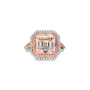 Pink Asscher Cut Damond Ring