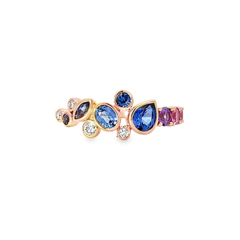 Sapphire and Diamond Graduating Colour Ring