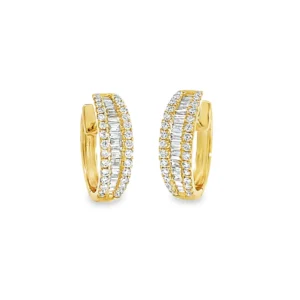 18ct Yellow Gold Baguette Diamond Huggies