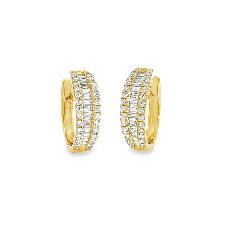 18ct Yellow Gold Baguette Diamond Huggies