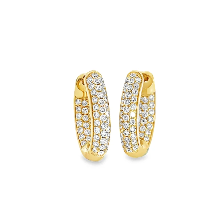 18ct Yellow Gold Pave Hoops