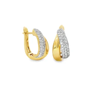 18ct 2-tone Diamond Cross-Over Huggies