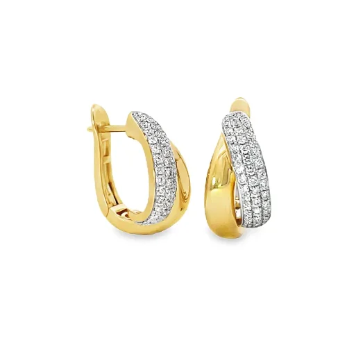 18ct 2-tone Diamond Cross-Over Huggies