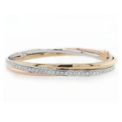 18ct 3-Tone Diamond Bangle