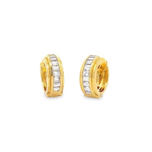 18ct Baguette Diamond Huggies