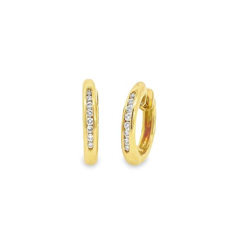 18ct Channel Set Diamond Huggies