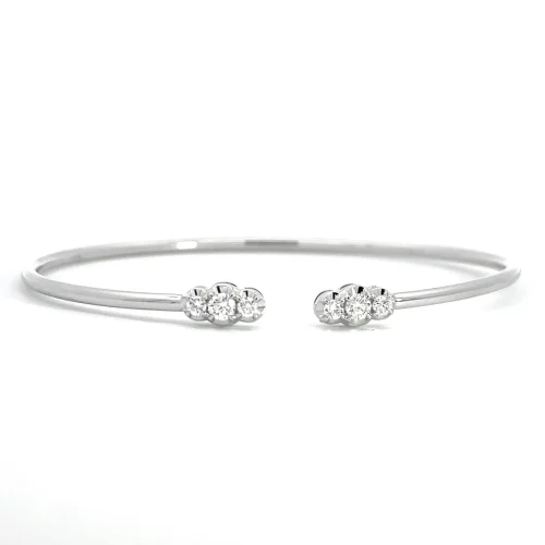 18ct White Gold Diamond Set Flexible Cuff Bangle