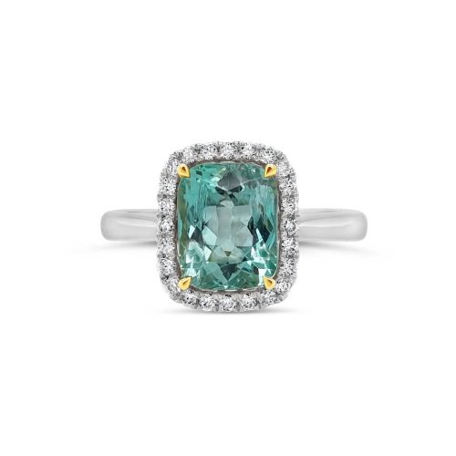 18ct White Gold Emerald & Diamond Ring