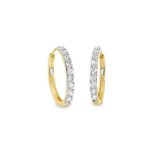 18ct Yellow Gold Diamond Hoops Earrings