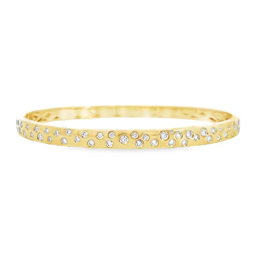 18ct Yellow Gold Diamond Set Hinged Bangle