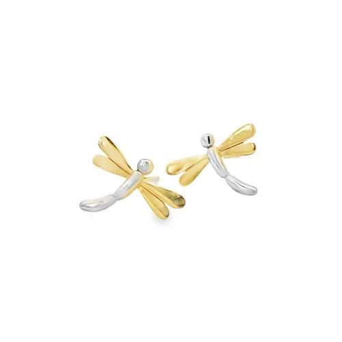 2-Tone Dragonfly Stud Earrings