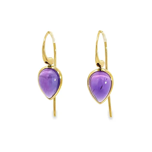 9ct Cabochon Amethyst Drop Earrings