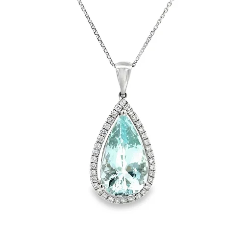 Aquamarine and Diamond Pendant