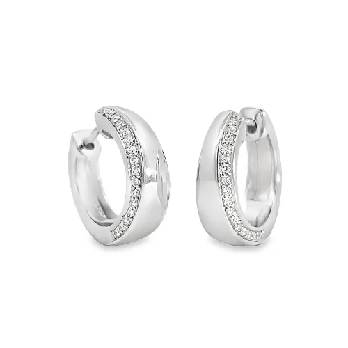 Bruening White Gold Diamond Set Huggies