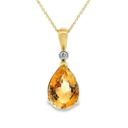 Citrine and Diamond Pendant Necklace