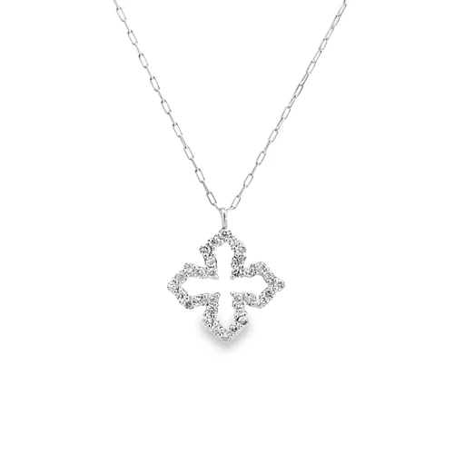 Diamond Set Four-Leaf Clover Pendant Necklace