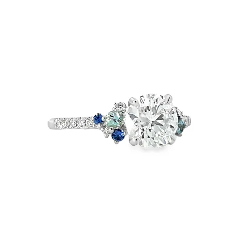 Diamond and Blue Sapphire Romance Ring