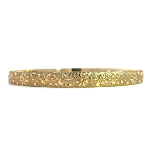 Embossed Yellow Gold Bangle