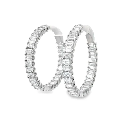 Emerald Cut Diamond Hoops