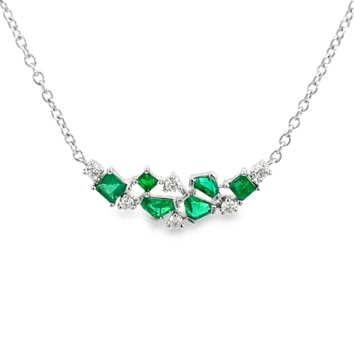 Emerald and Diamond Scatter Necklace
