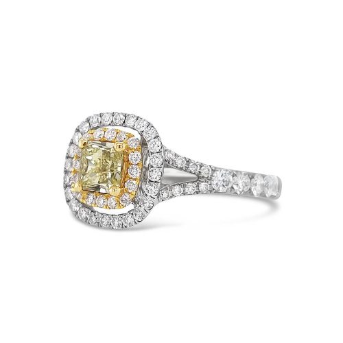 Fancy Yellow Diamond Double Halo Ring