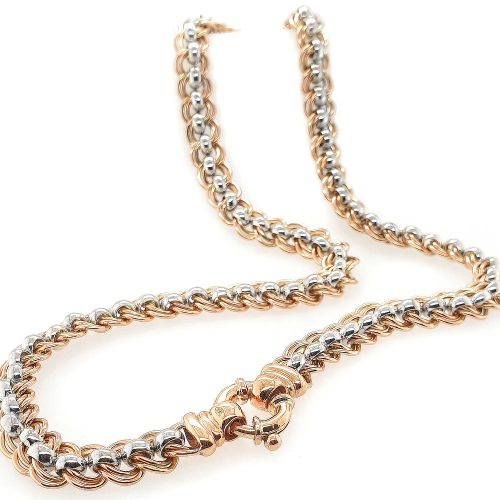 Handmade Rose and White Gold Necklace