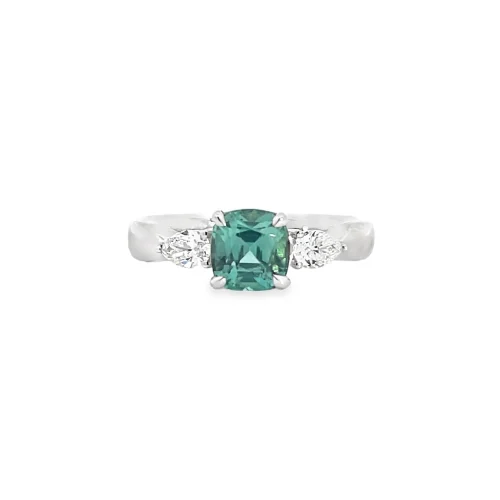 Mint Tourmaline and Diamond Ring