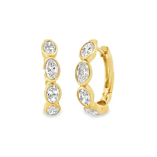 Oval Diamond Hoop Earrings
