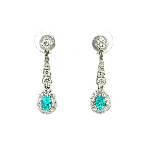 Paraiba Tourmaline and Diamond Drop Earrings