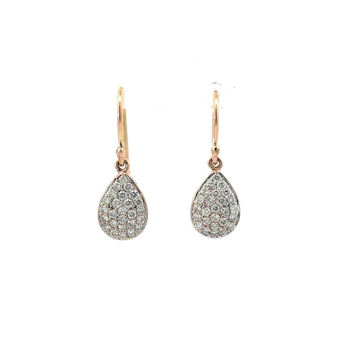 Pave Diamond Set Drop Earrings