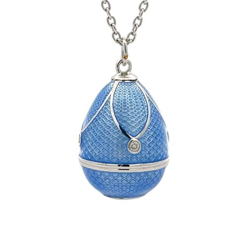 Powder Blue Enamel Egg with Scallop Detail