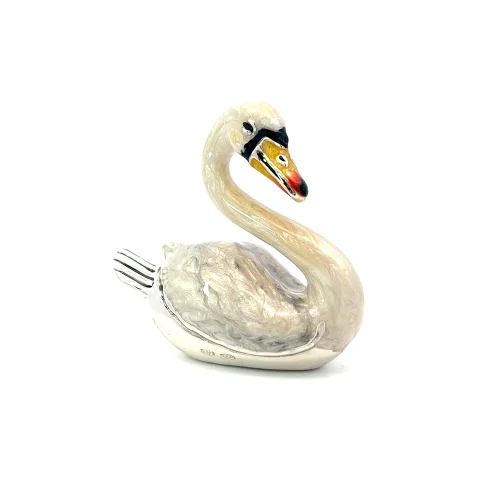 Saturno Sterling Silver Enamel Swan