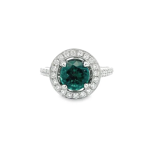 Seafoam Tourmaline Halo Ring