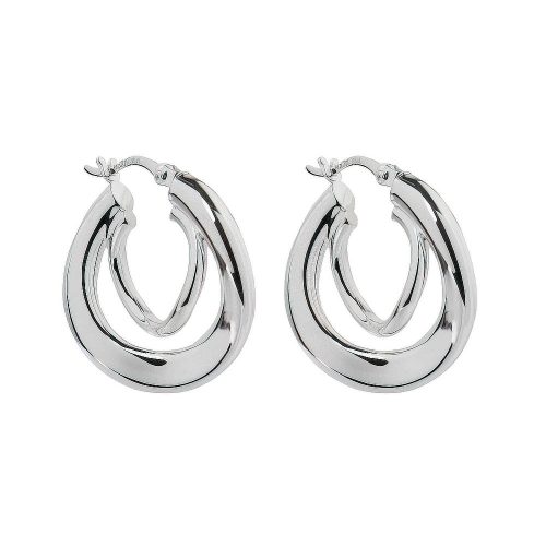 Silver Double Hoops