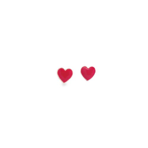 Silver Enamelled Heart Studs