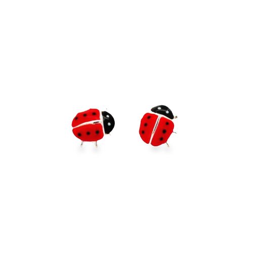 Silver Enamelled Ladybird Studs