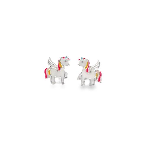 Silver Enamelled Unicorn Studs